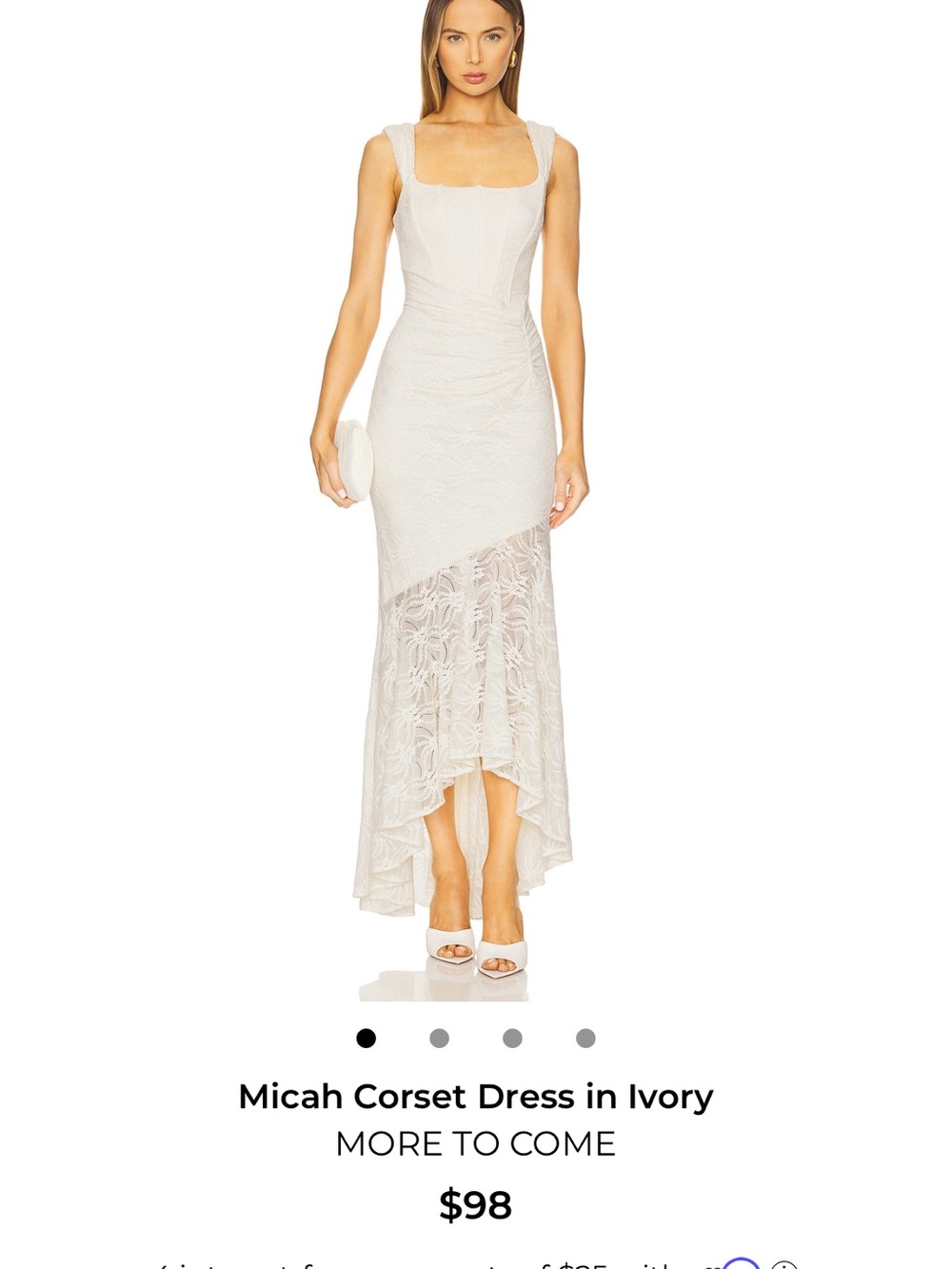 Micah Ivory Corset Maxi Dress with Lace High-Low Skirt